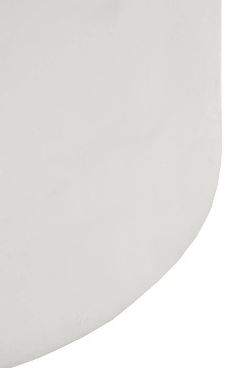 Close view of white curved furniture edge, smooth finish, minimalist style