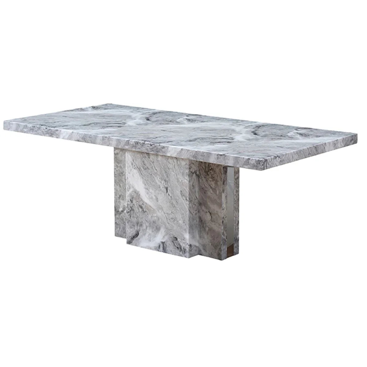 Sleek Grey Marble Dining Table