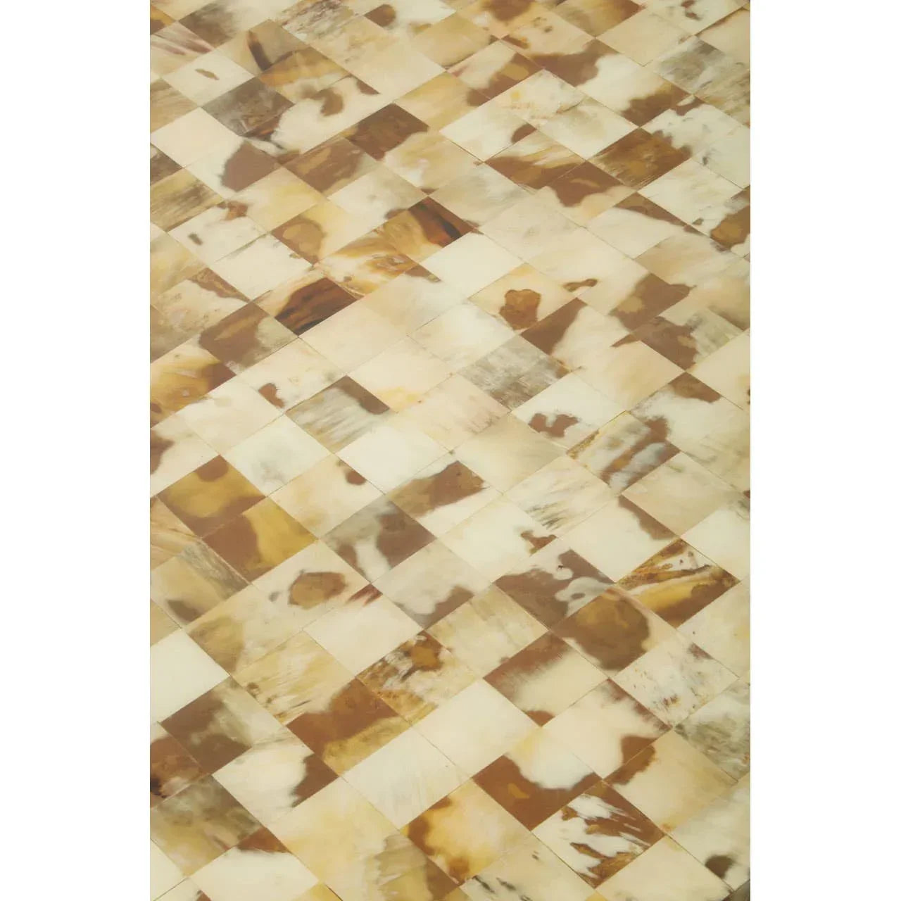 brown and cream mosaic tabletop with square tiles and natural grain pattern