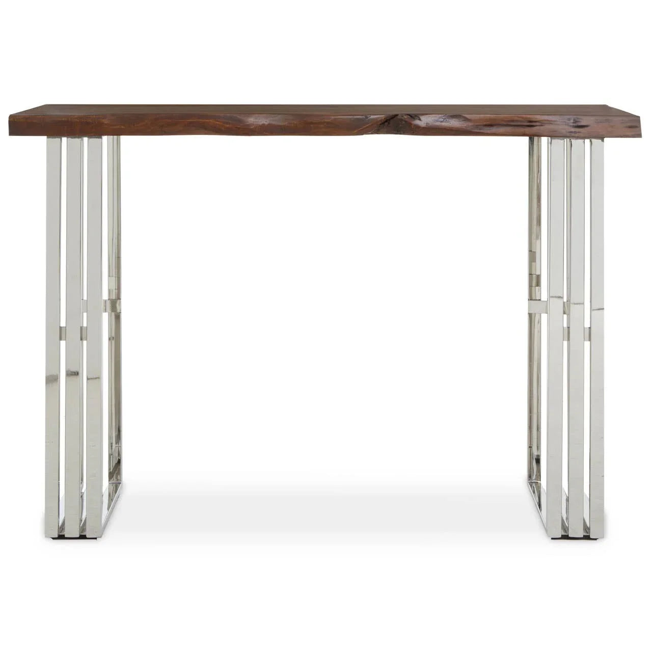 Natural Wood & Silver Console