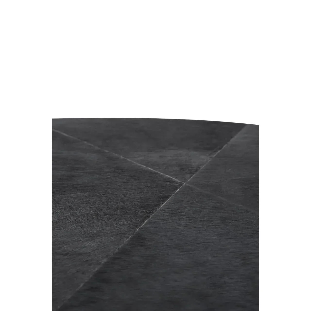 Close-up of dark grey textured coffee table top with subtle cross pattern detail