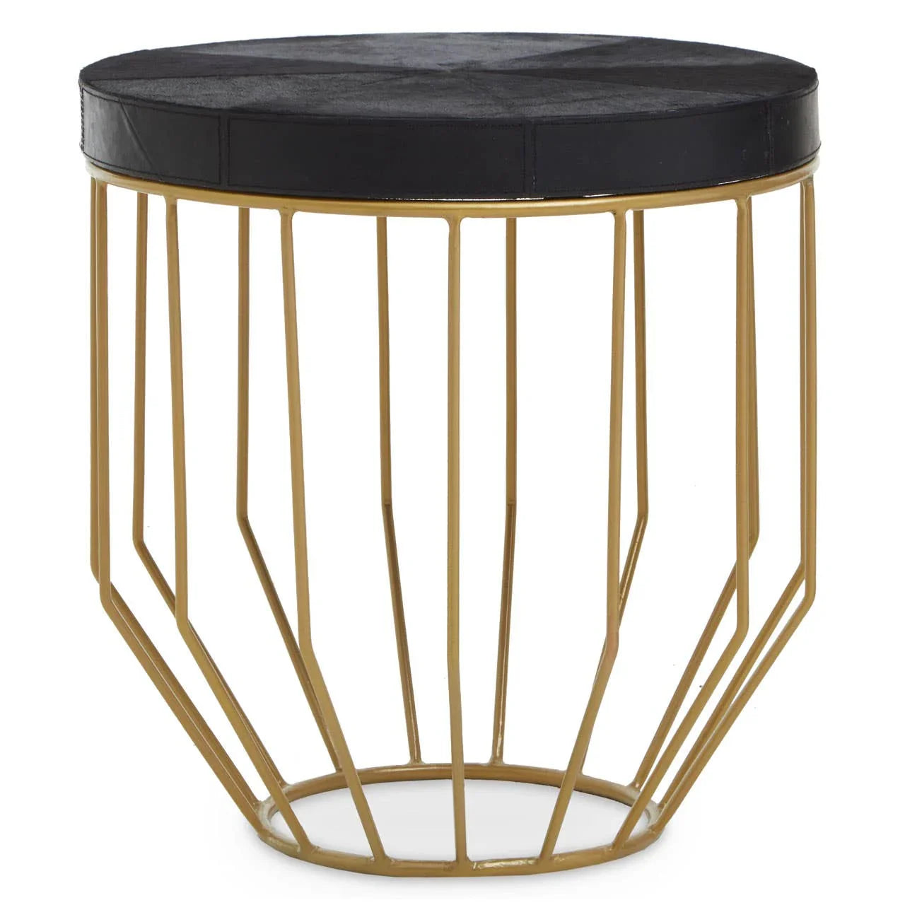 Gold Geometric Round Side Table