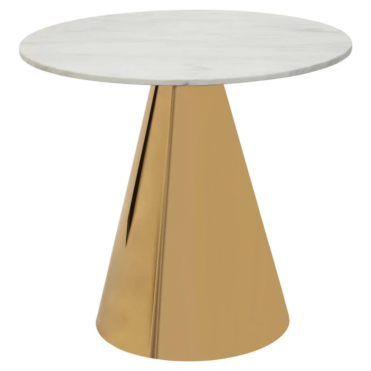 Round marble top side table with gold metal base, modern furniture accent