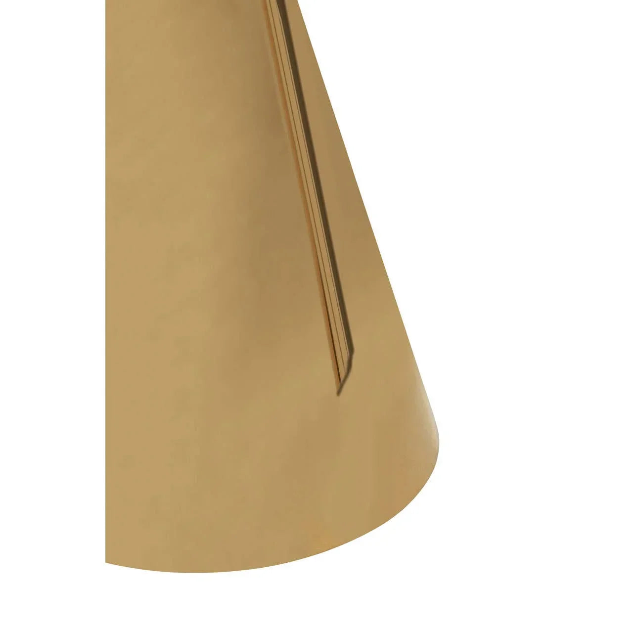 brushed gold metal table base with angled edge detail