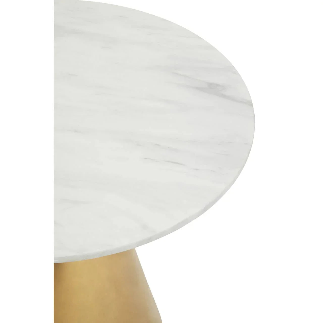 Round marble dining table top with gold base detail