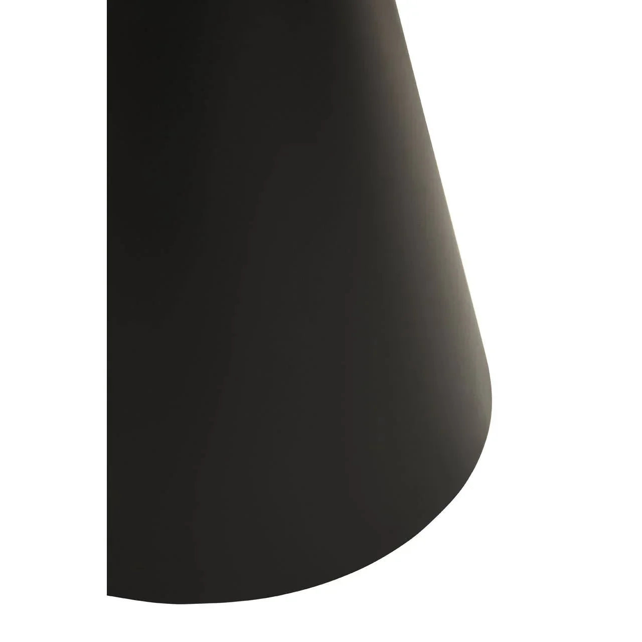 Close-up of black metal table base with matte finish