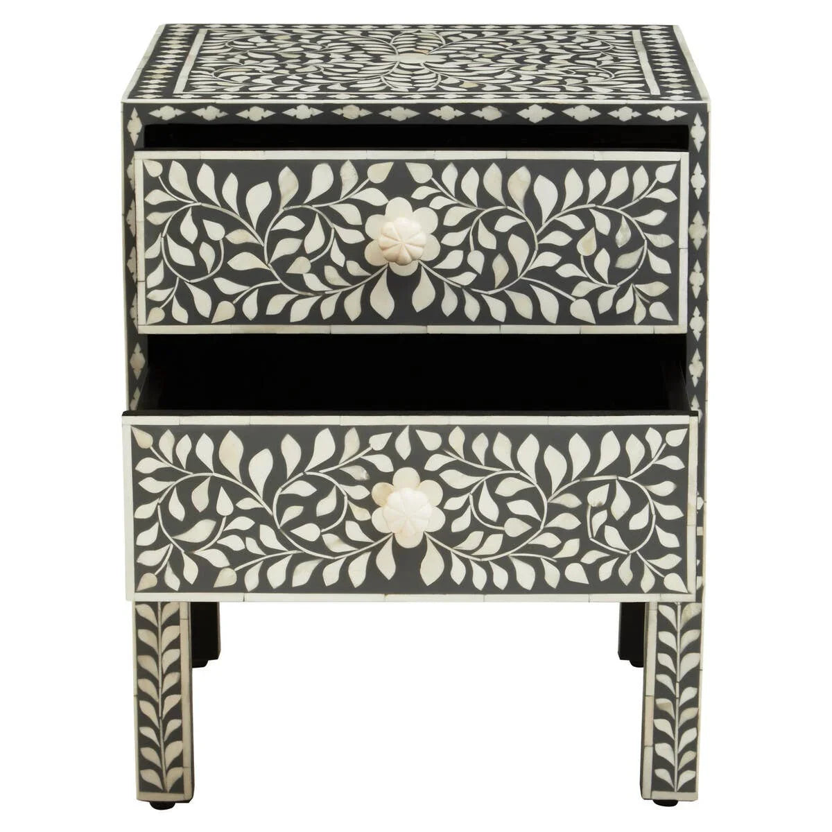 Floral Bone Inlay Side Table