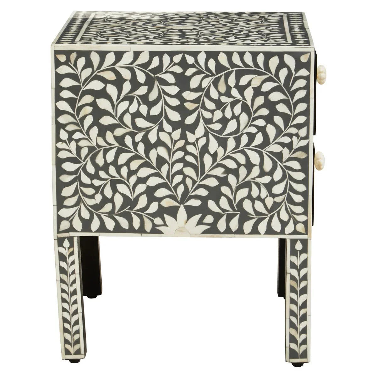 Floral Bone Inlay Side Table