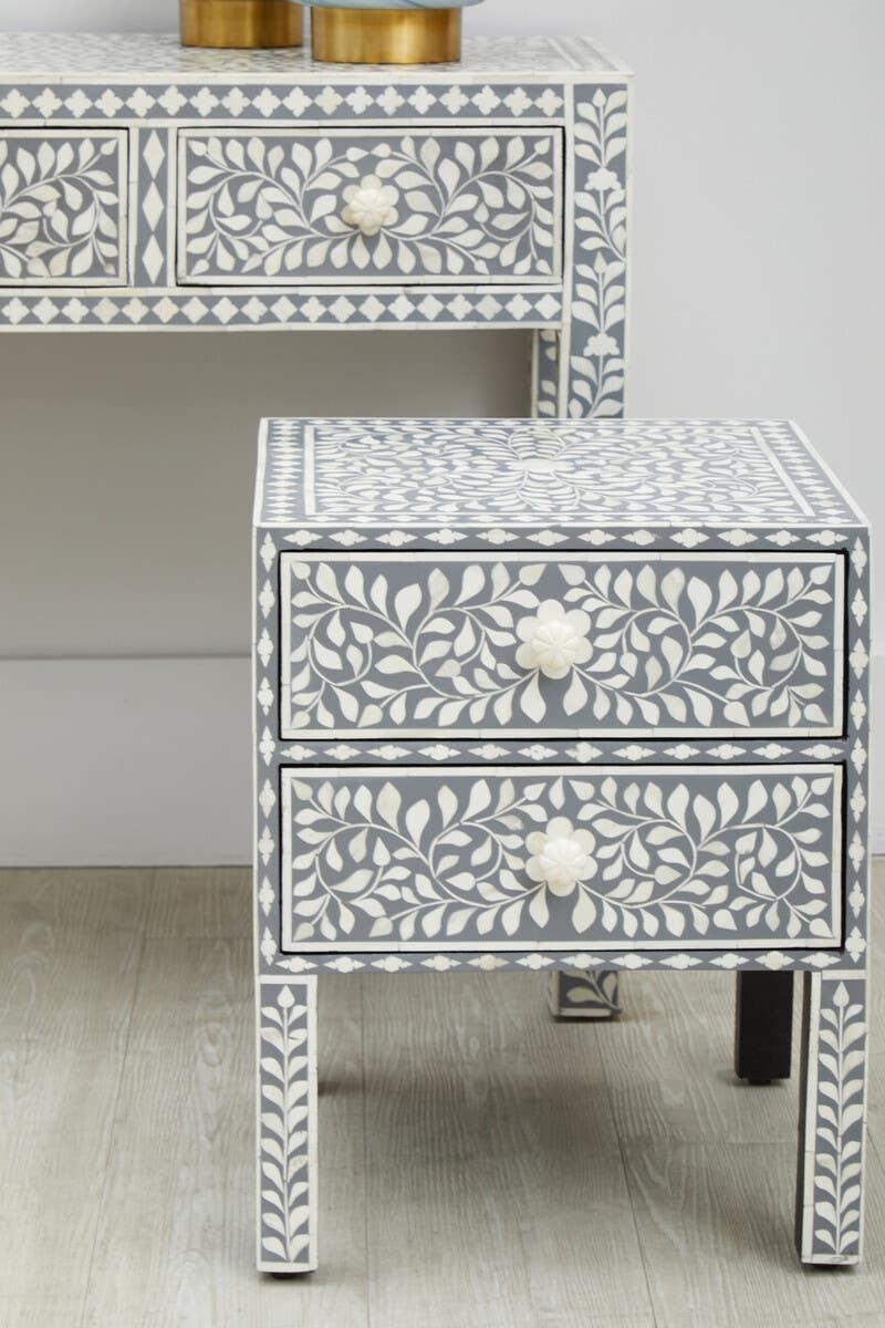 Floral Bone Inlay Side Table