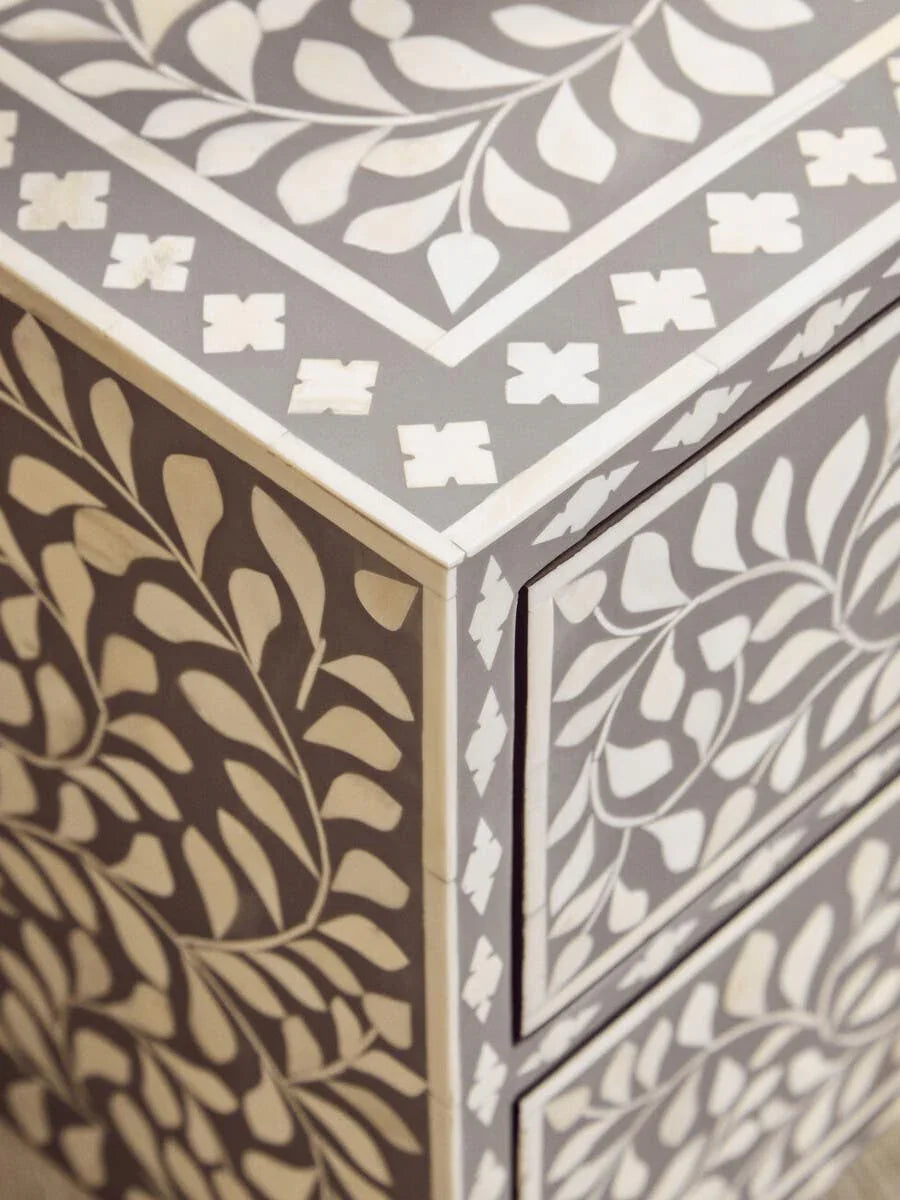 Floral Bone Inlay Side Table