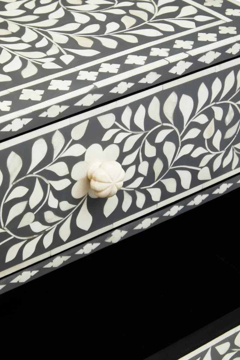 Floral Bone Inlay Side Table