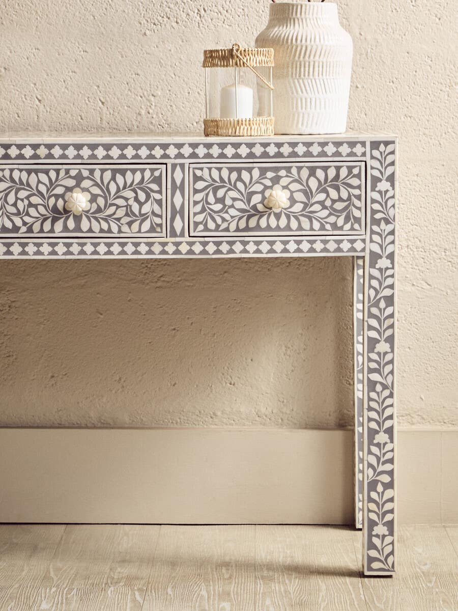 Bone Inlay Floral Desk
