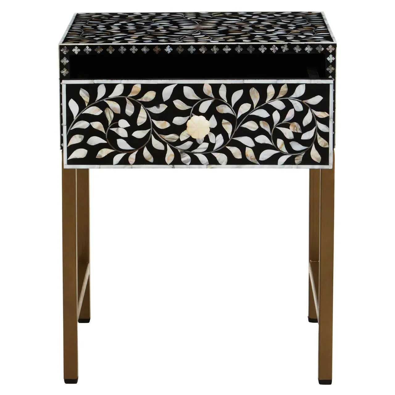 Luxe Floral Inlay Side Table
