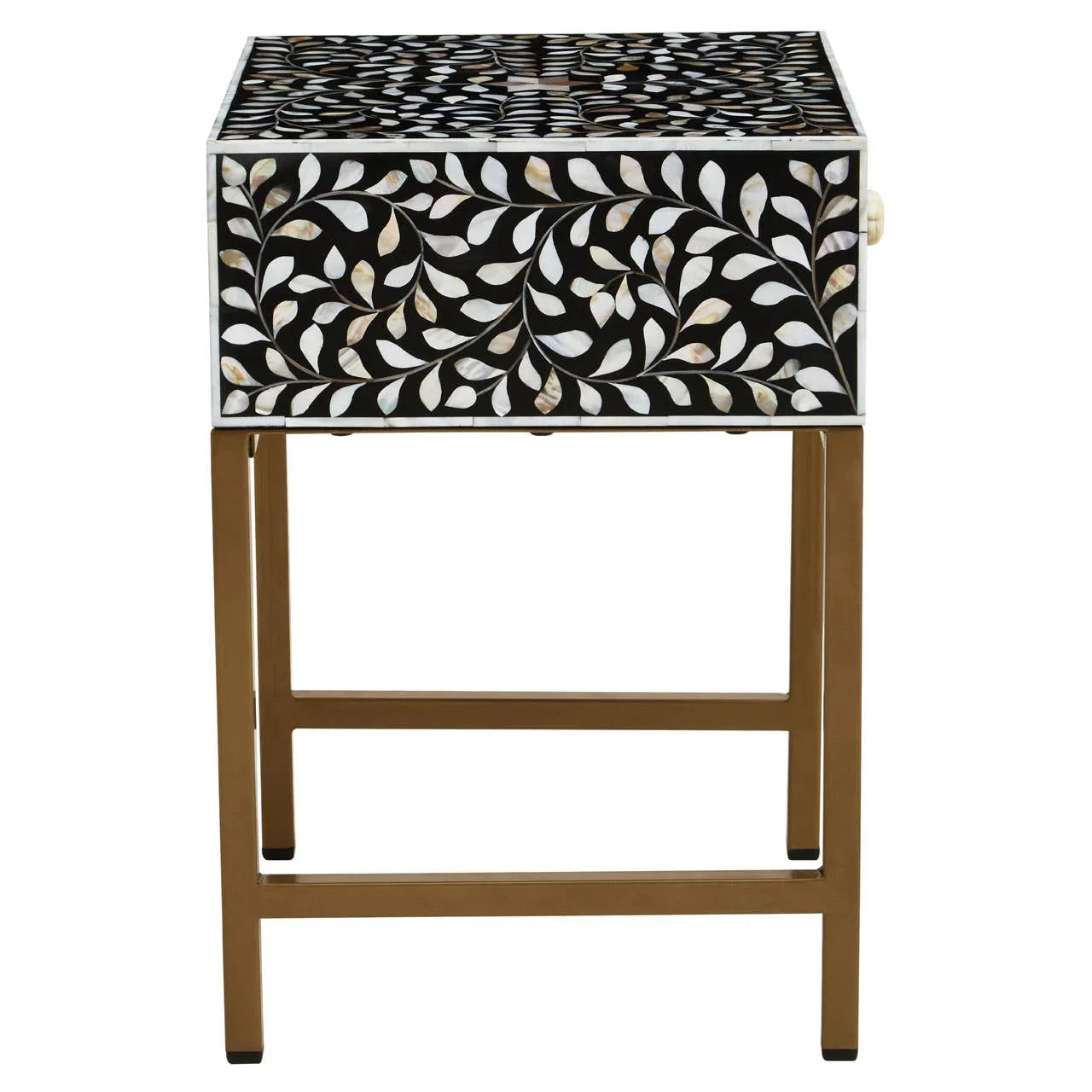 Luxe Floral Inlay Side Table