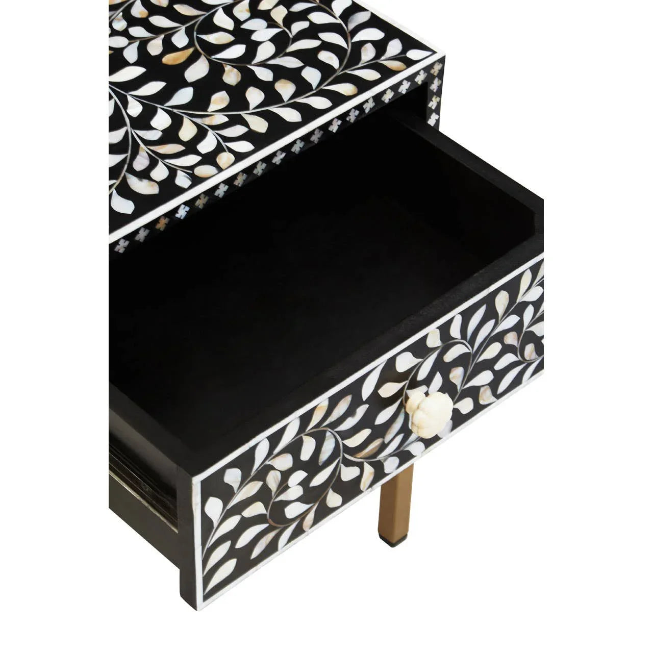 Luxe Floral Inlay Side Table