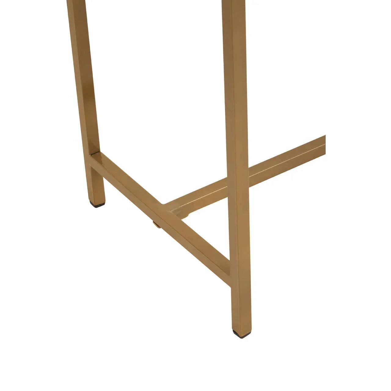 Gold metal table legs with crossbar support on white background