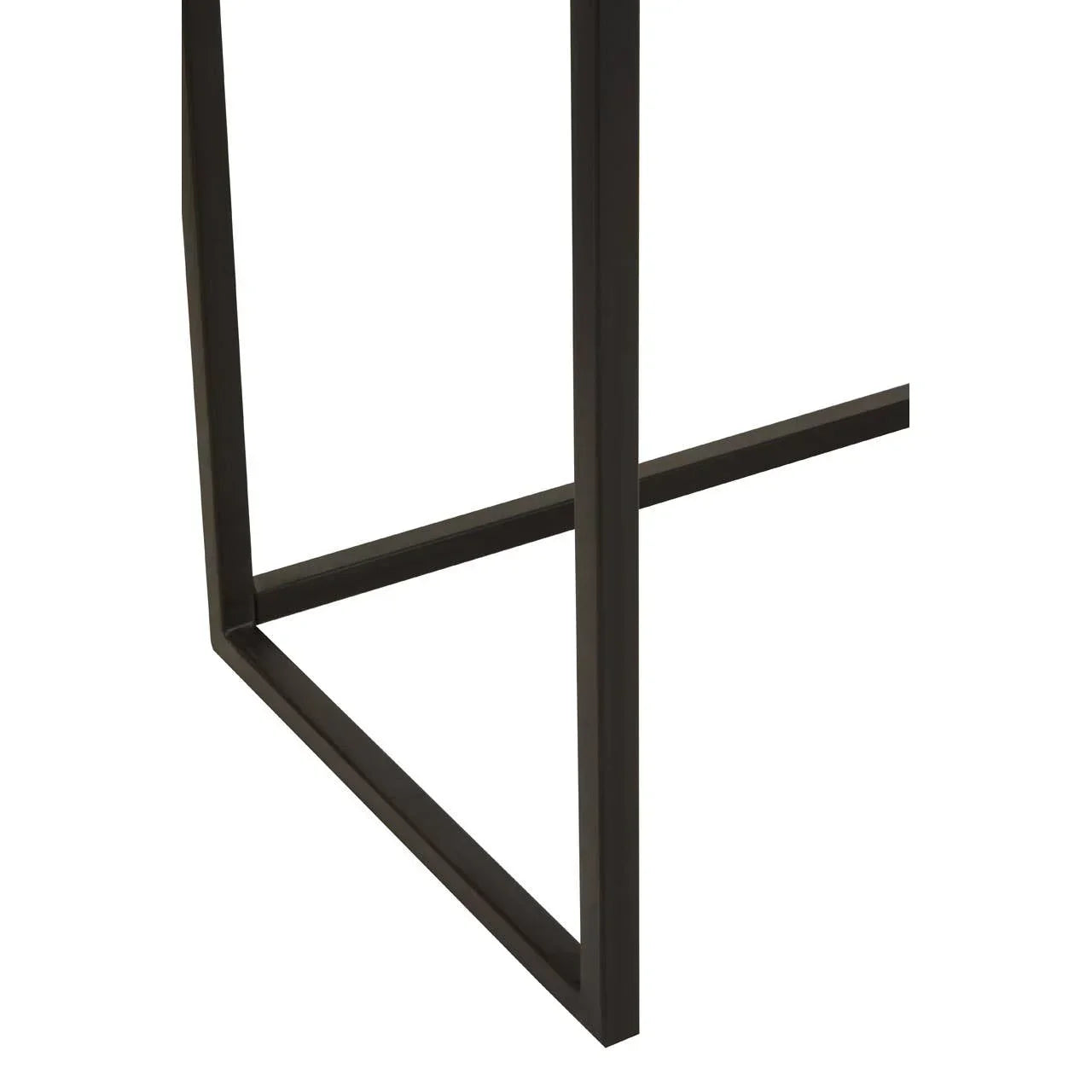 Black metal dining table leg frame with crossbar detail