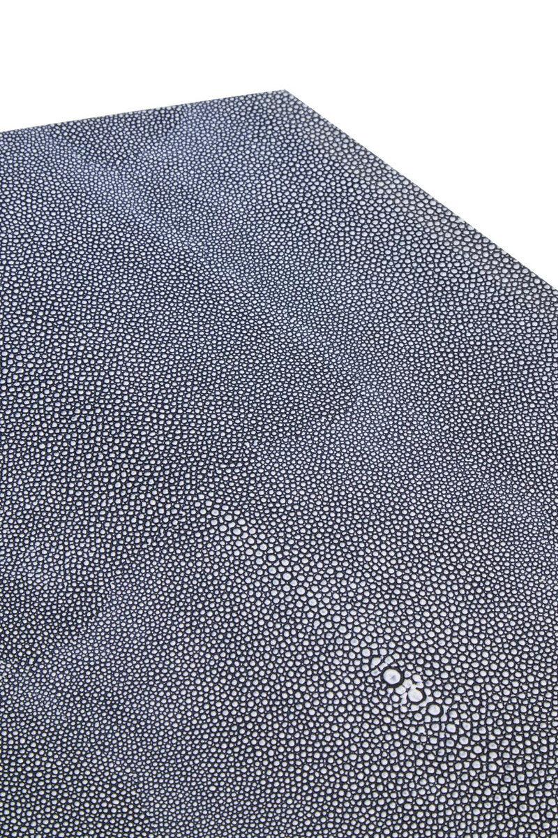 close-up of shagreen textured table top in grey with stingray skin pattern detail