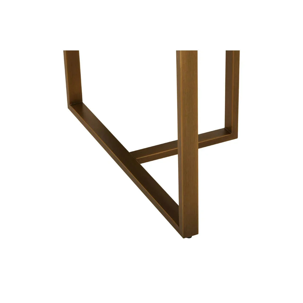 Brushed brass metal table leg with geometric base detail
