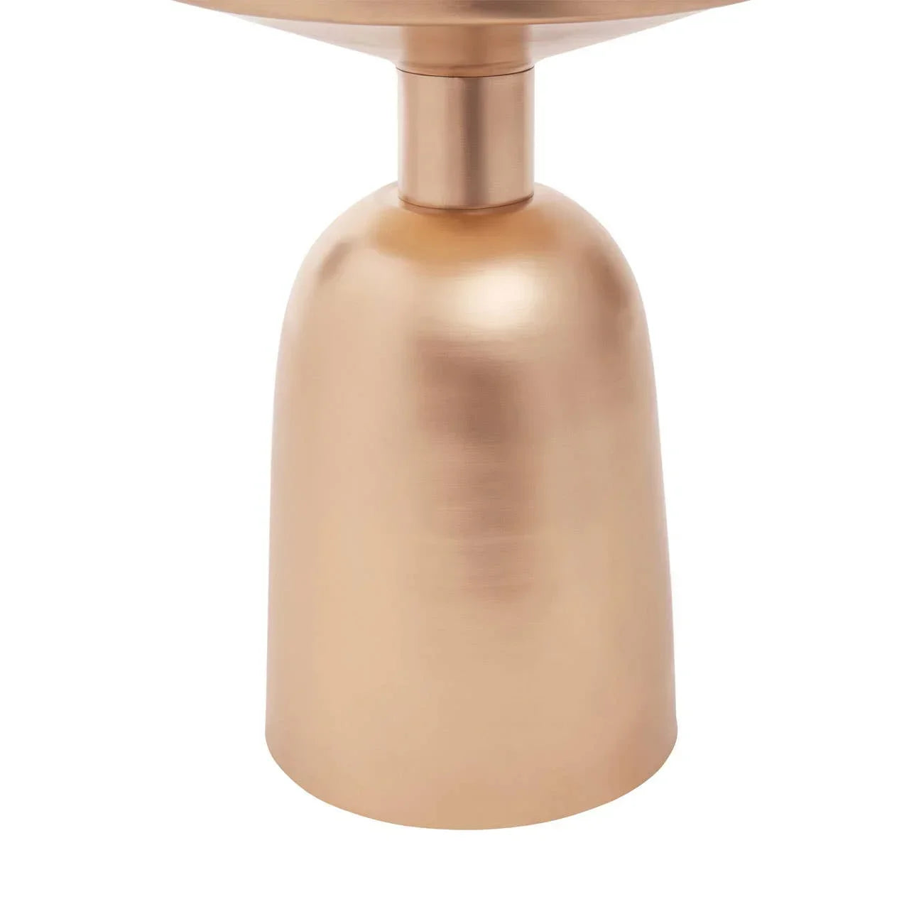 Brushed gold metal side table base with smooth curved finish