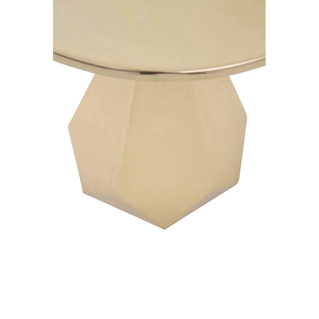 Gold geometric coffee table base with faceted design and metal finish