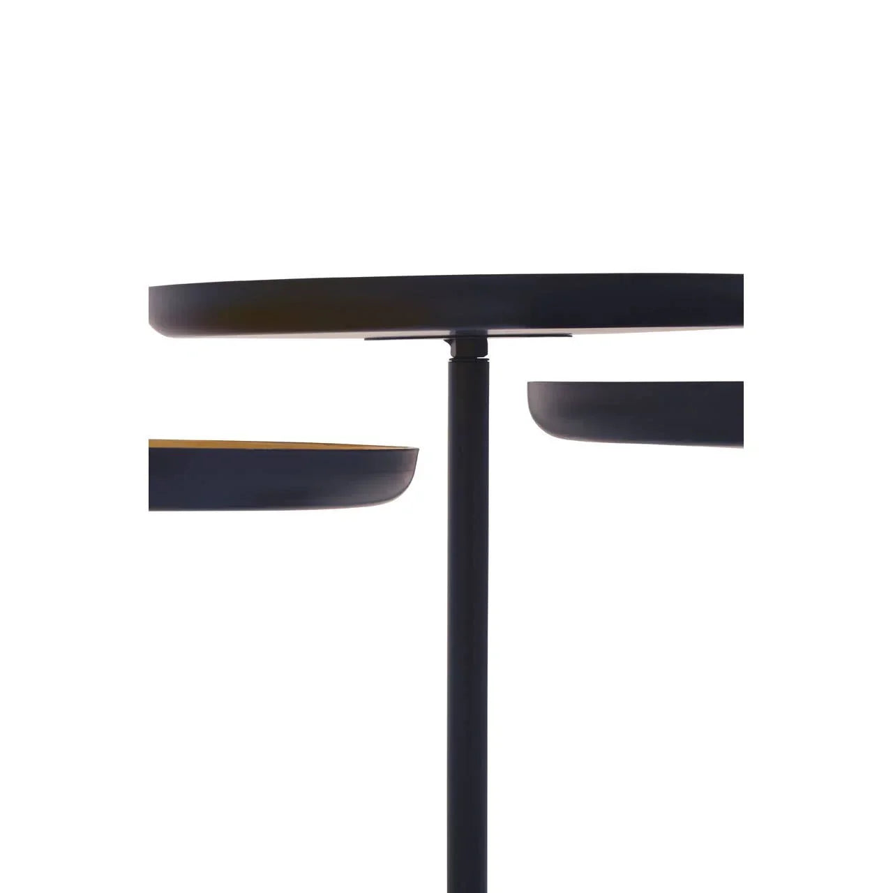 Black metal side table with round layered tops and central support pole