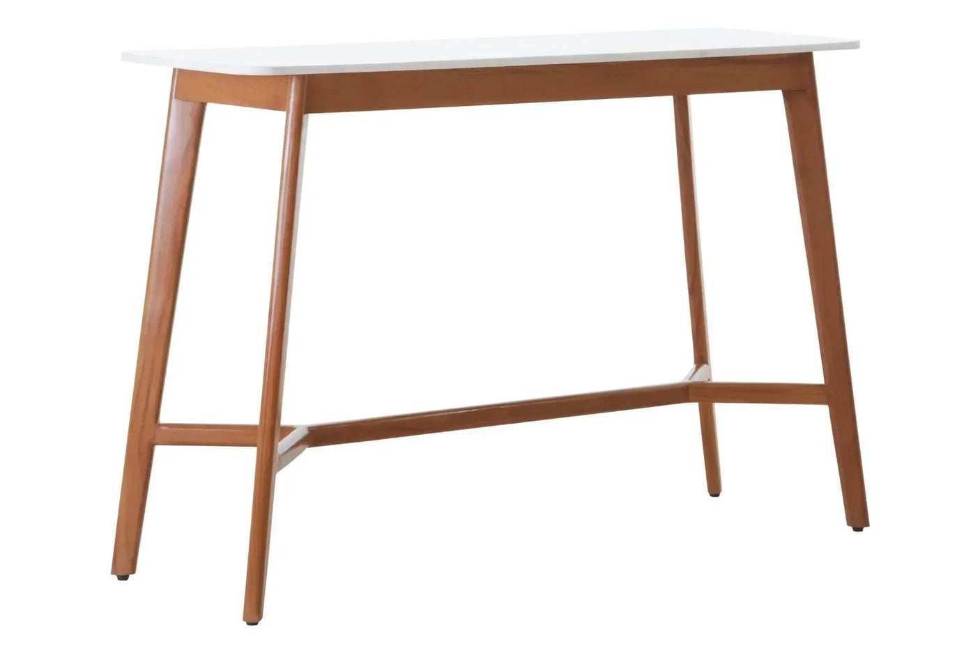 Modern console table with white top and wooden legs, perfect for hallway or living room