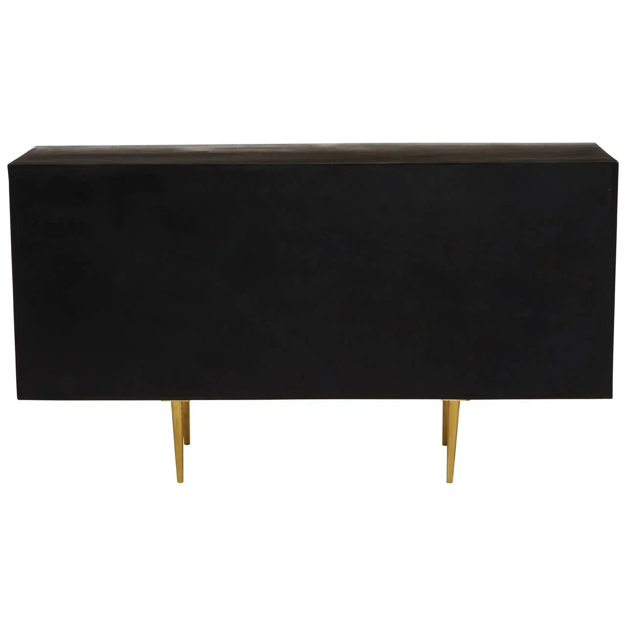 Golden Rhombus Mango Wood Sideboard with Embossed Faceted Patterns