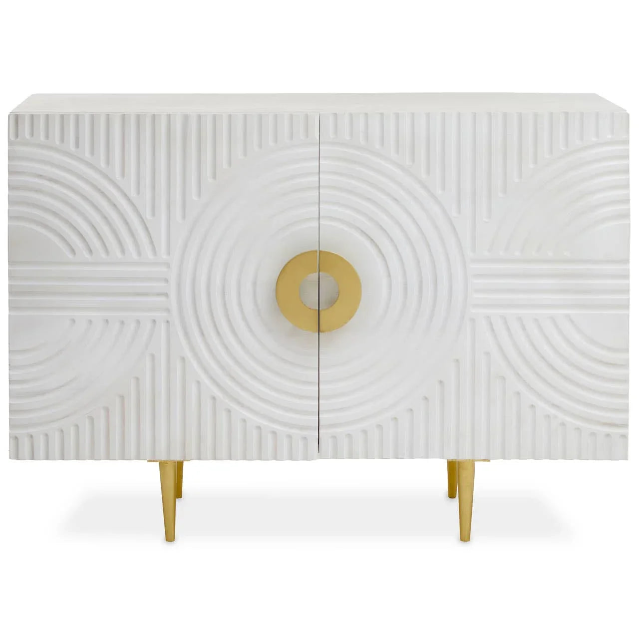 Golden Touch Mango Wood Sideboard with Circular Handles
