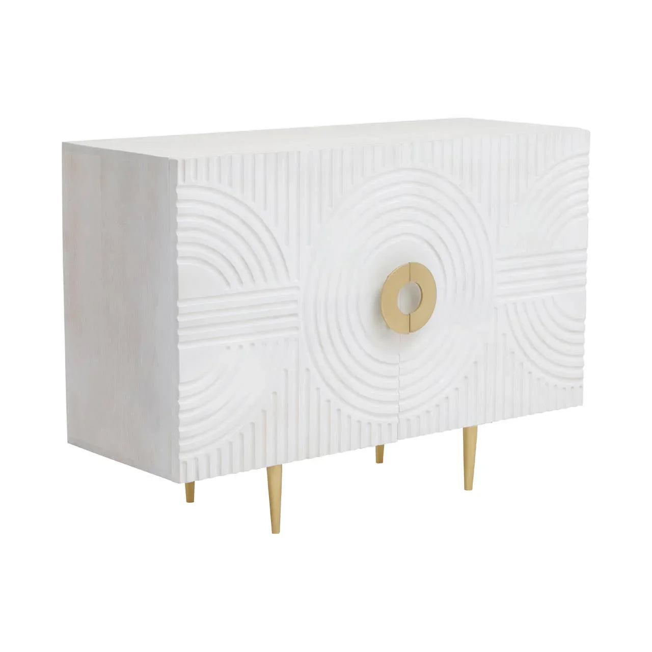 Golden Touch Mango Wood Sideboard with Circular Handles