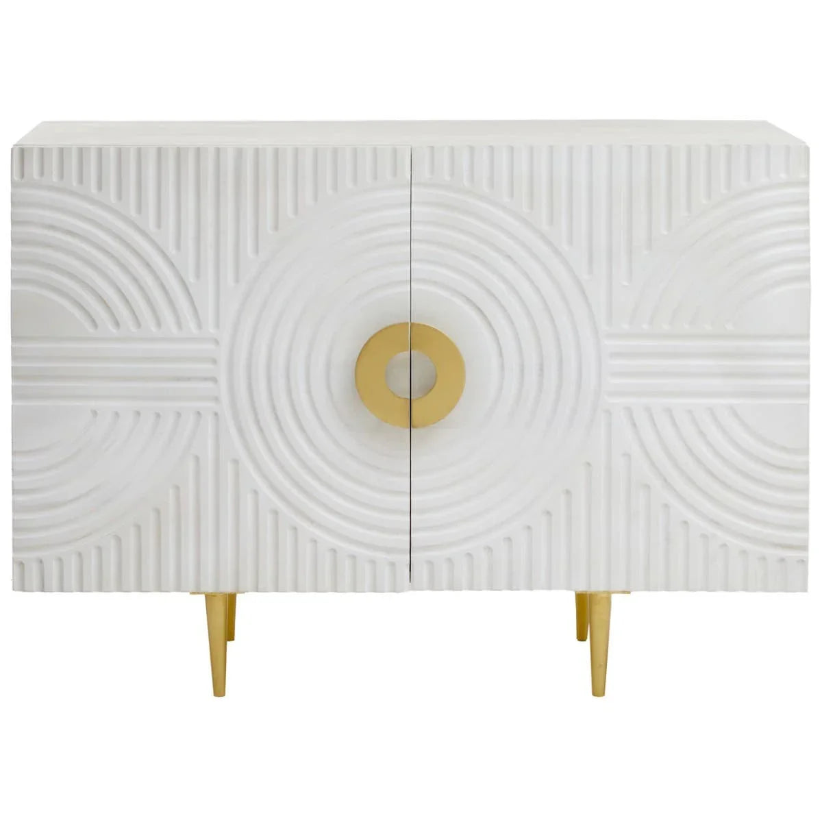 Golden Touch Mango Wood Sideboard with Circular Handles
