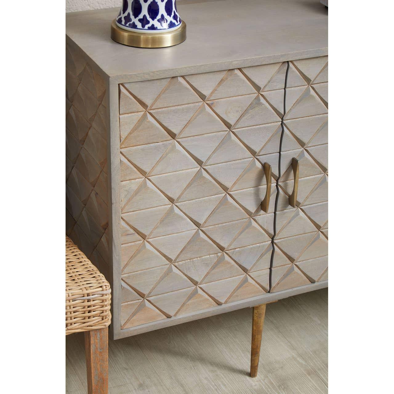 Rustic Elegance Mango Wood Sideboard with Woven Doors.