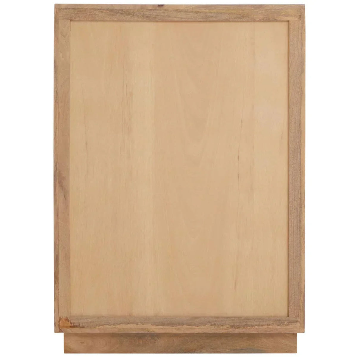 Back panel of light wood cabinet with natural grain detail