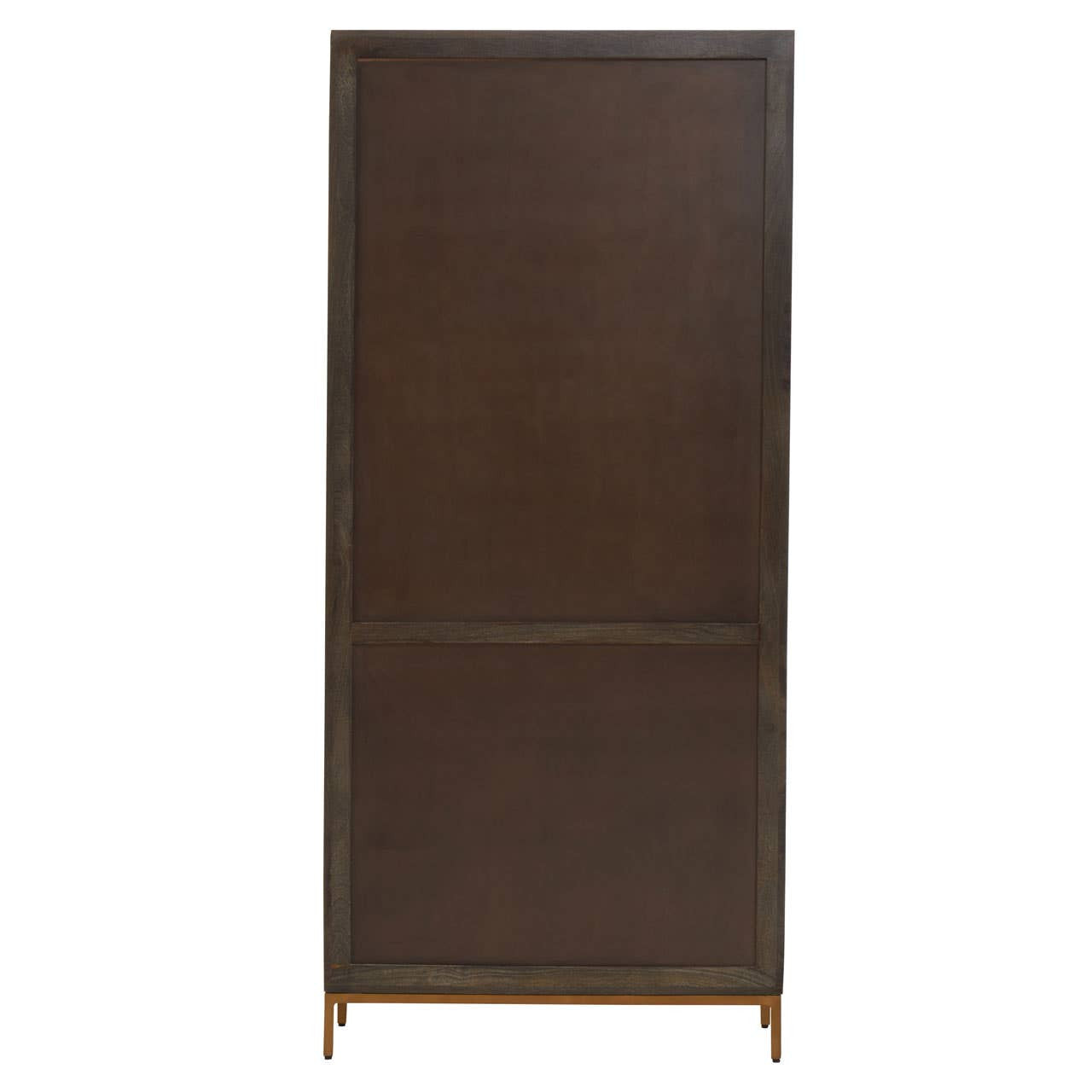 Tall cabinet made of mango wood with a grey finish, featuring a sleek design and minimalist aesthetic. The cabinet has two doors with a smooth surface and is supported by slender legs, giving it an elegant and modern look suitable for home decor