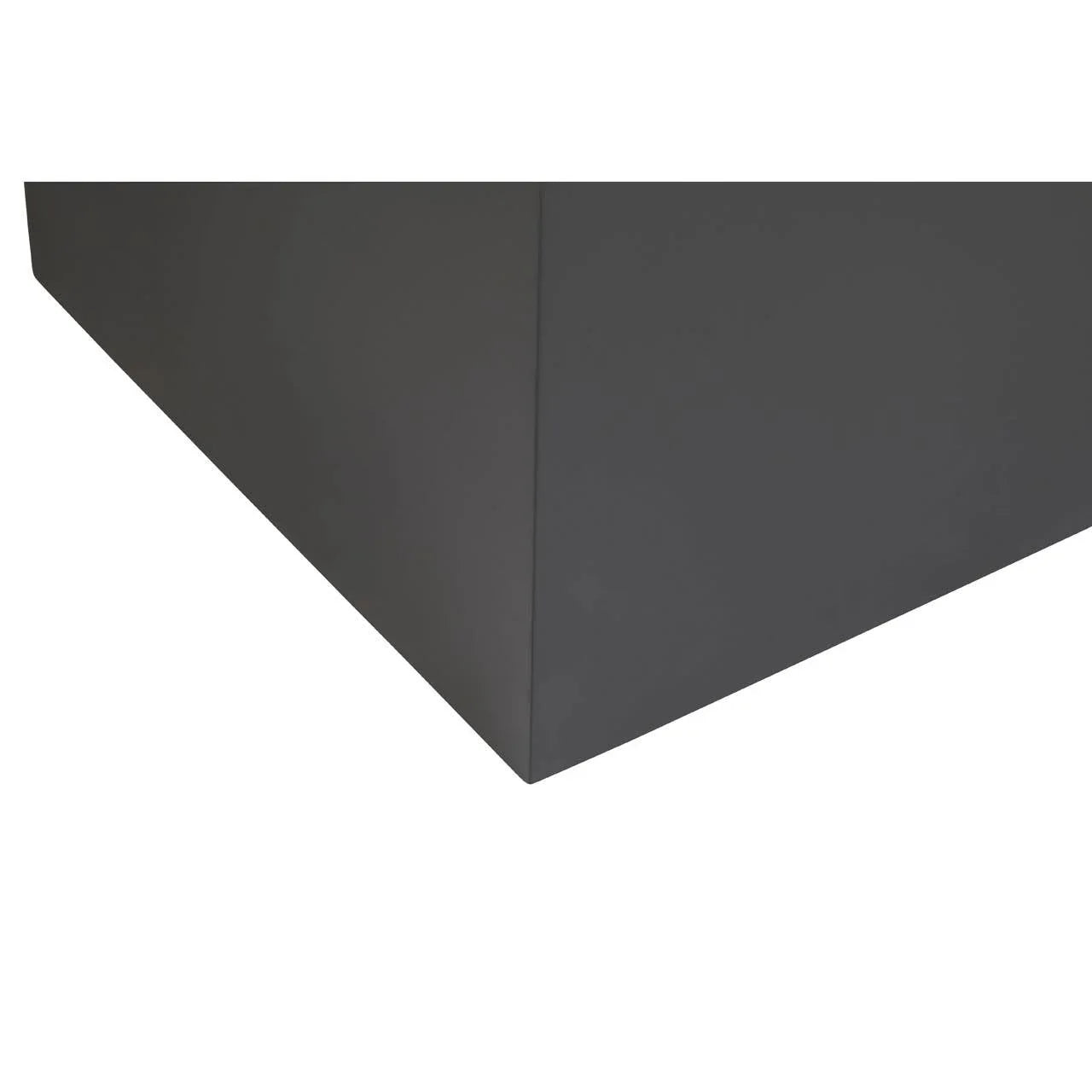 Close-up of grey furniture base corner with smooth modern finish