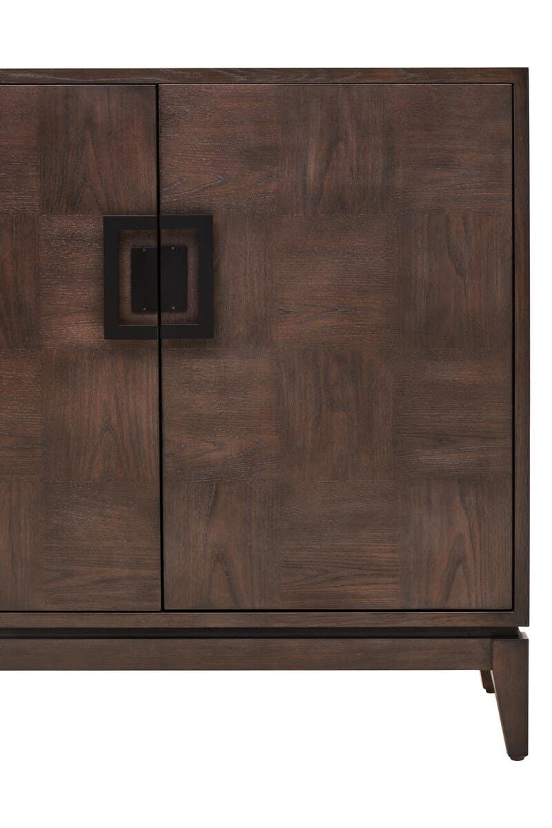 Rustic Elegance Antique Grey Elm Wood Sideboard with Two Doors