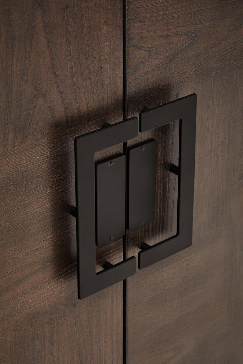 Rustic Elegance Antique Grey Elm Wood Sideboard with Two Doors