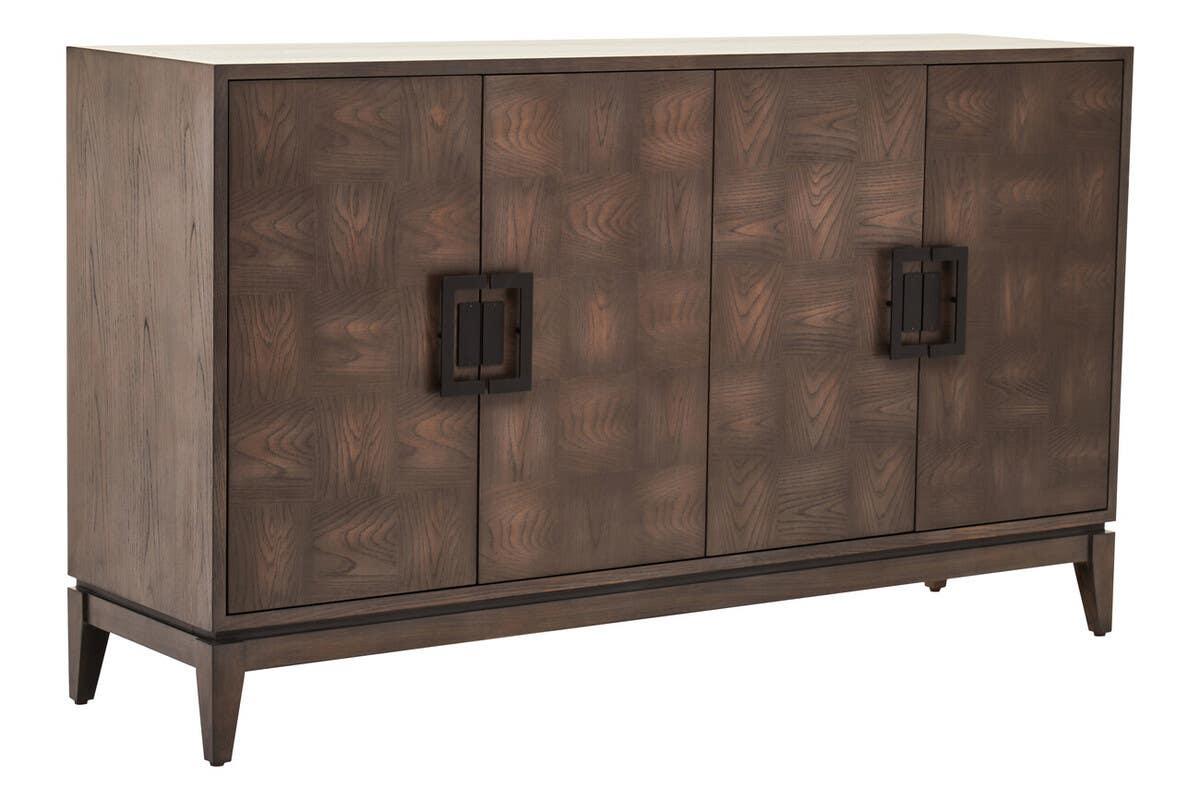 Rustic Charm 4-Door Antique Grey Sideboard