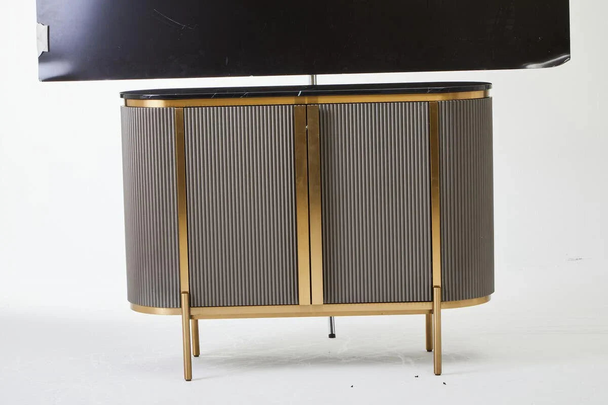 Luxury Grey Marble Top Sideboard with Gold Details