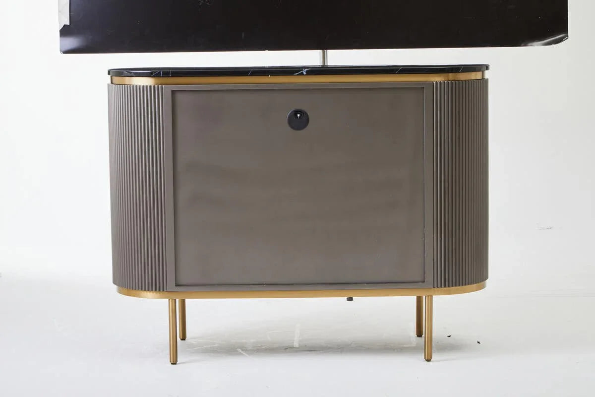 Luxury Grey Marble Top Sideboard with Gold Details