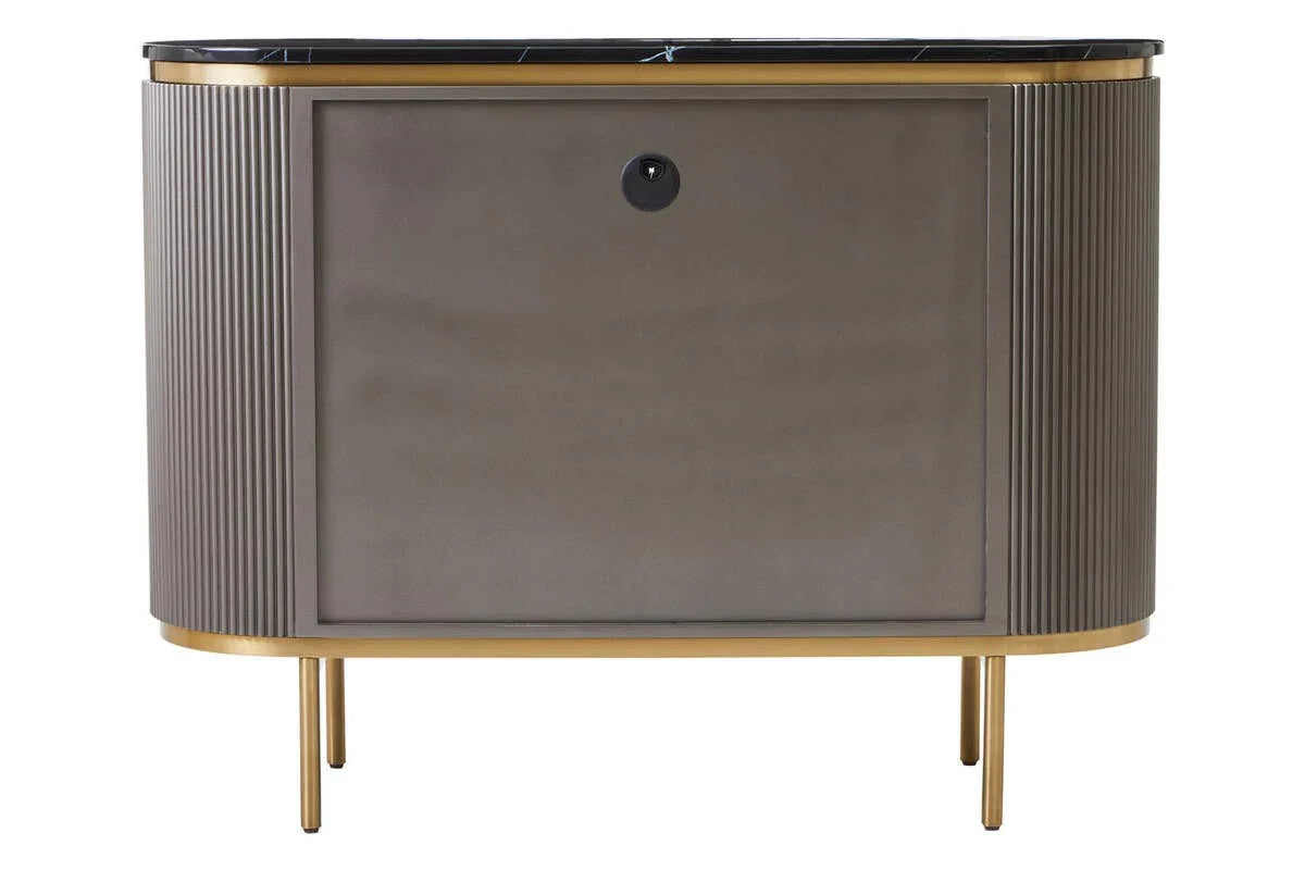 Luxury Grey Marble Top Sideboard with Gold Details