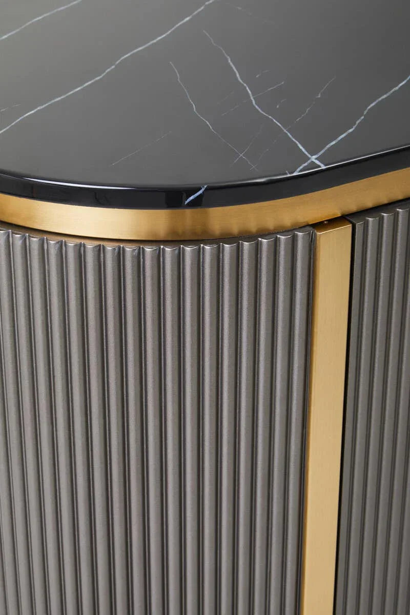 Luxury Grey Marble Top Sideboard with Gold Details