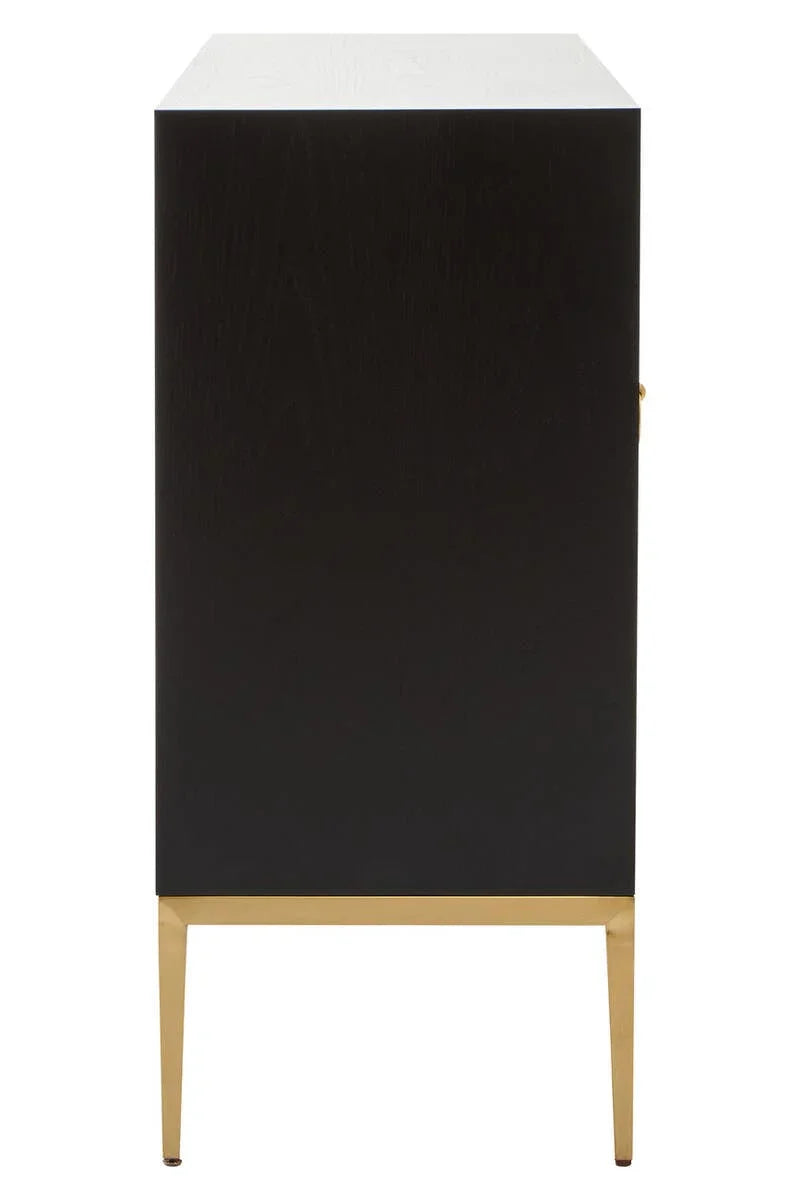 Luxury Grey Shagreen 4-Door Sideboard with Gold Accents
