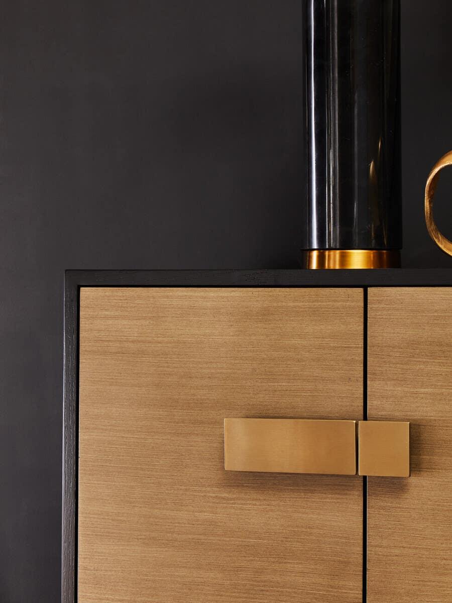 Dual-Tone Elegance Davoli Black and Grey Sideboard with Gold Accents