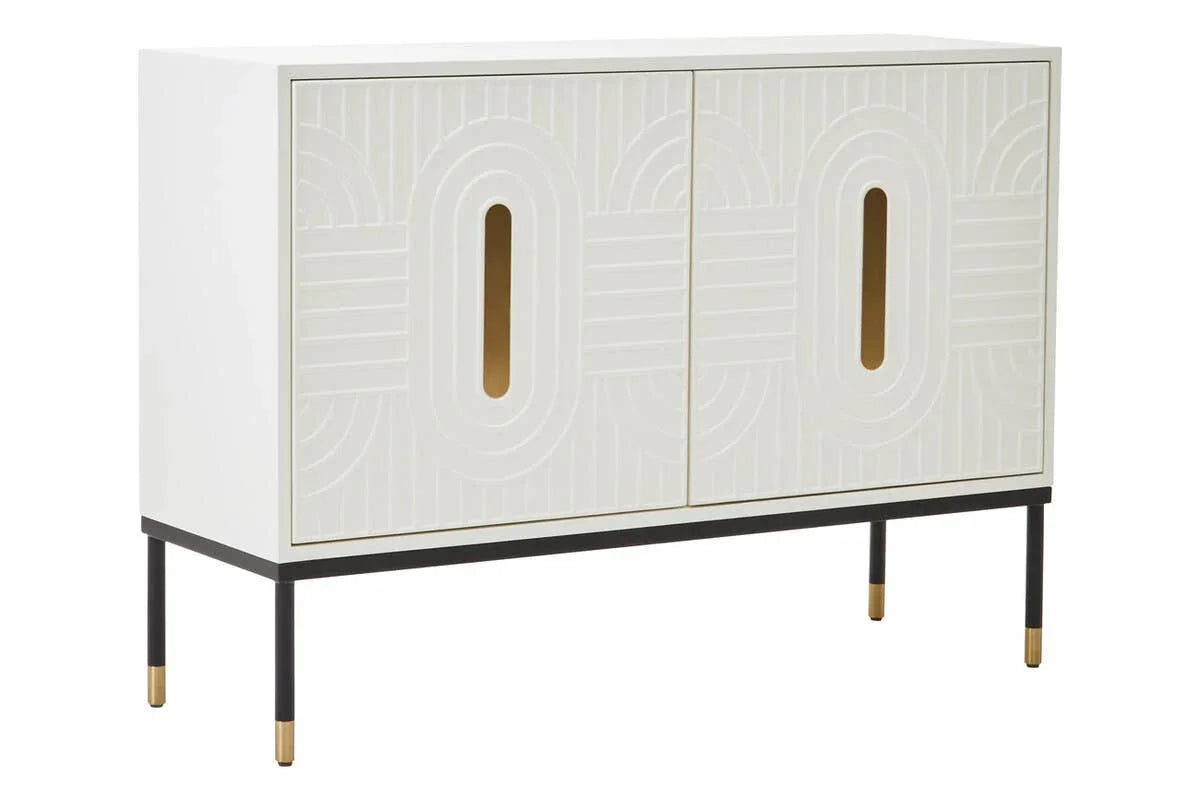 Danta Off White Sideboard - Geometric Design with Gold Accents
