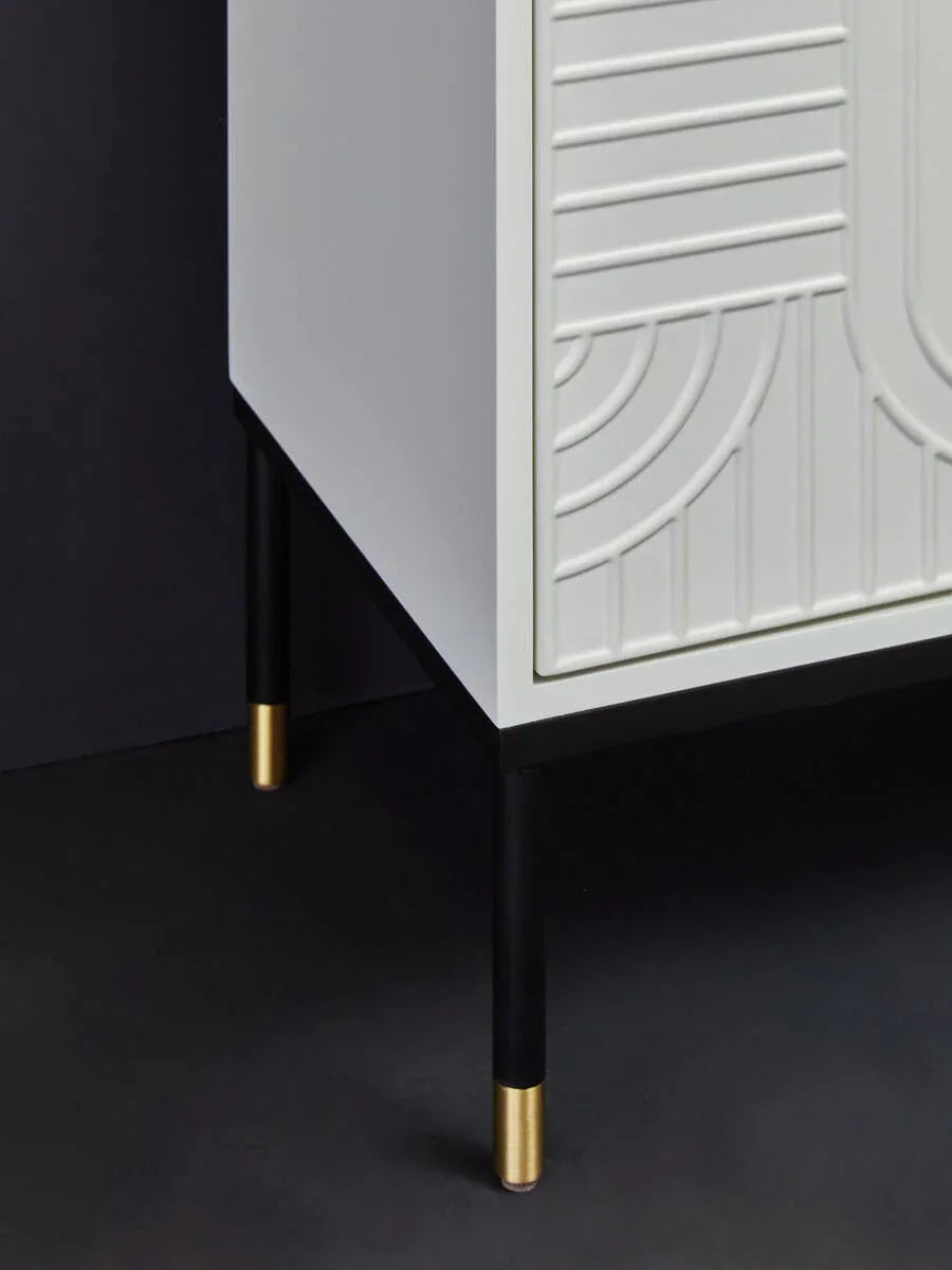 Danta Off White Sideboard - Geometric Design with Gold Accents