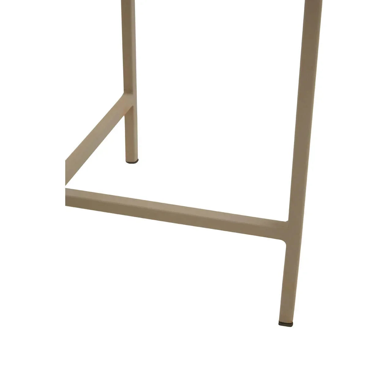 Beige metal furniture leg with rectangular frame detail on white background