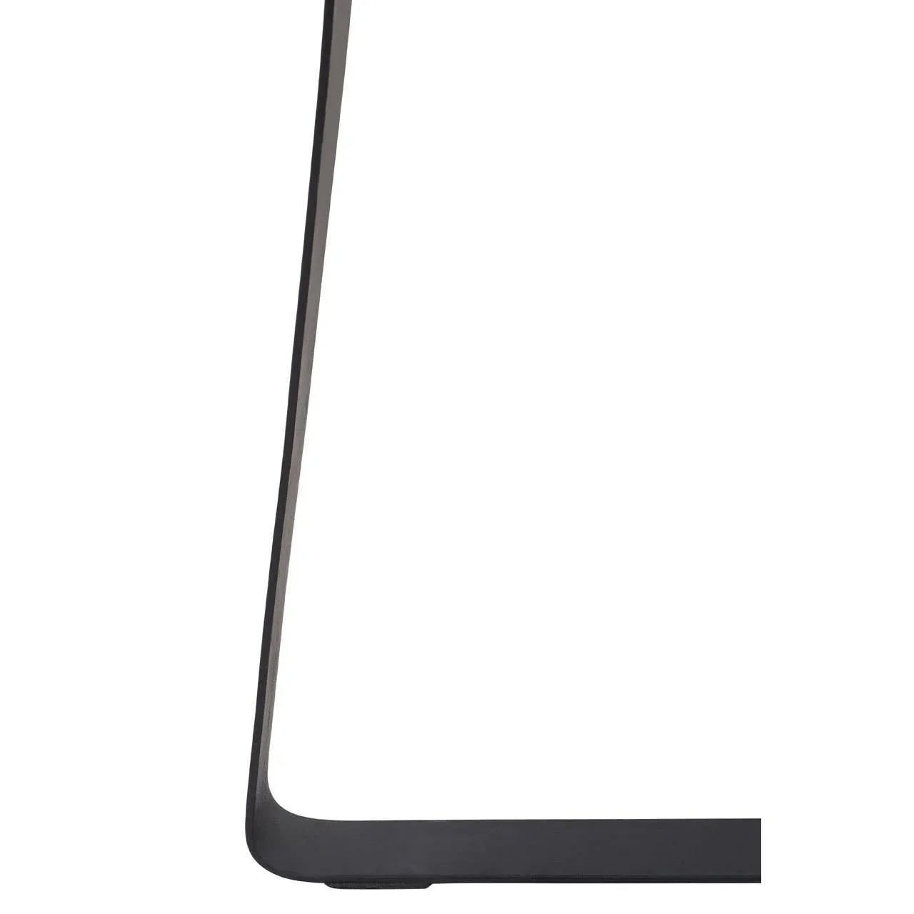 Black metal furniture leg with modern angled design on white background