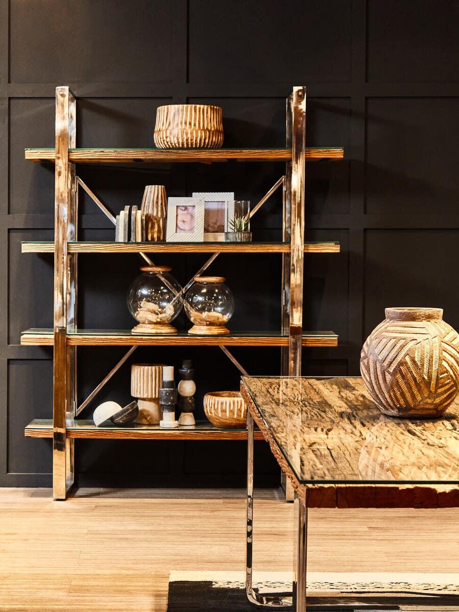 Natural Wood Four Tier Shelf