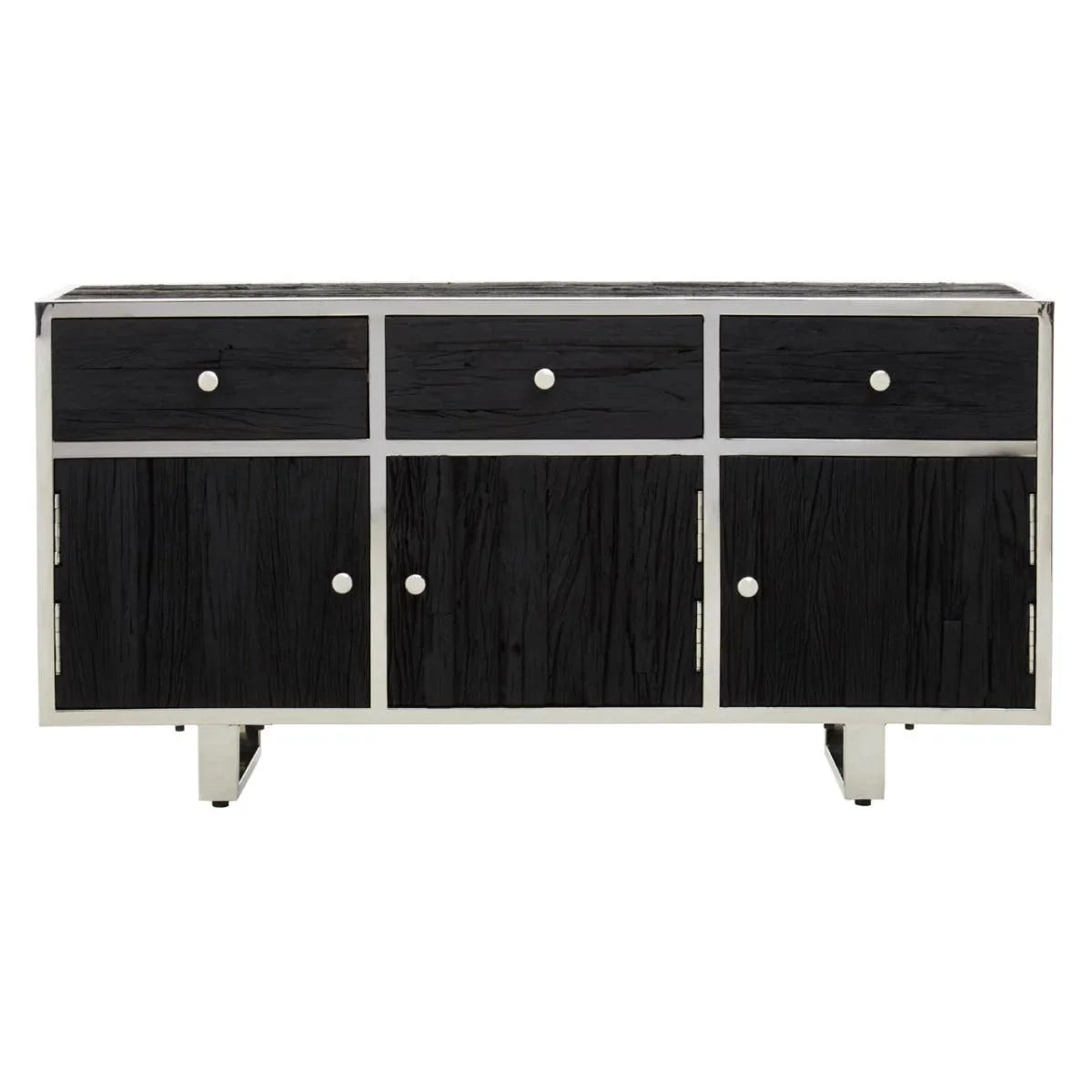 Modern Elegance Kerala Black Sideboard with Glass Top
